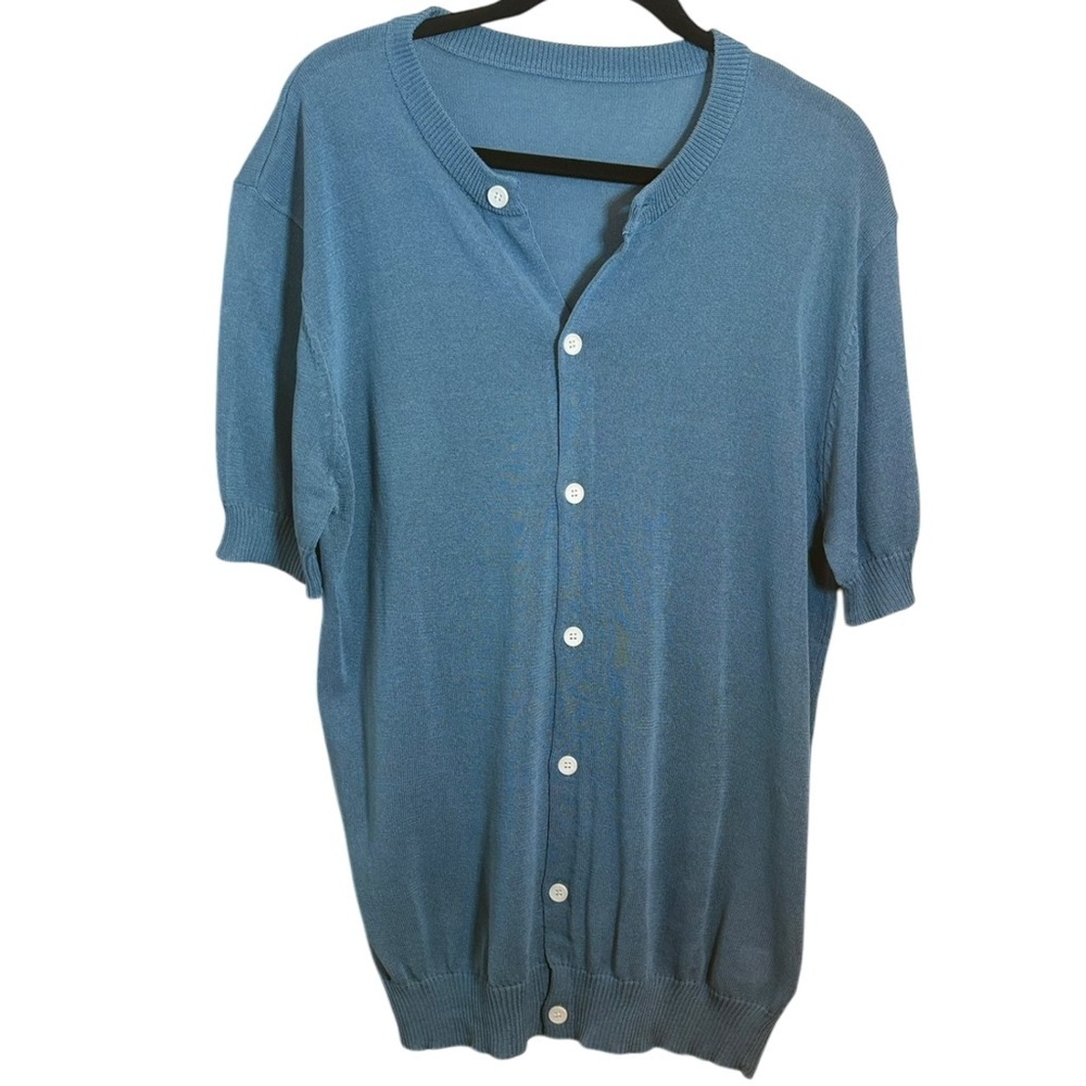 Manfinity Large Blue Casual Button Down Shirt Rel… - image 1